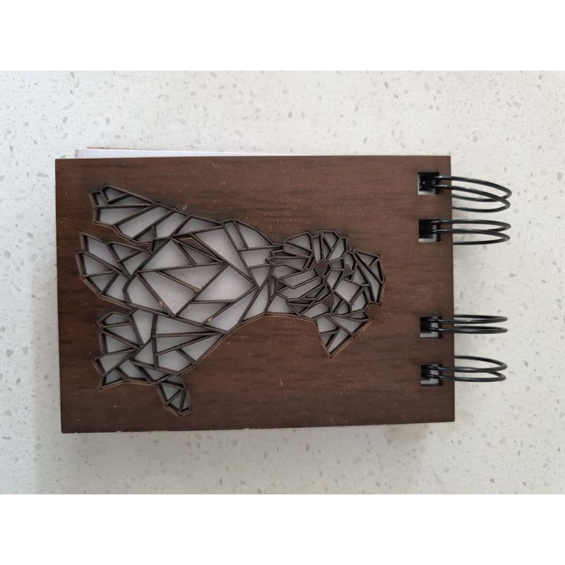 GENERICO - Croquera chica Perro Geométrico con tapa de madera café