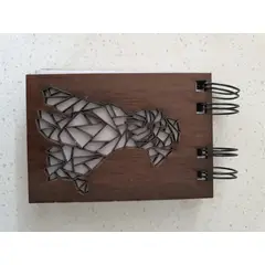 GENERICO - Croquera chica Perro Geométrico con tapa de madera café