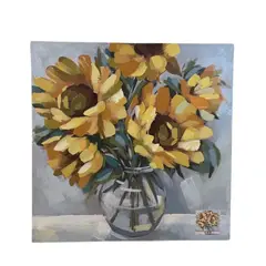 GENERICO - Cuadro de Pintura Girasoles 80x80cm