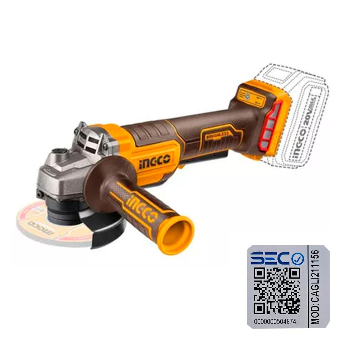 INGCO - Galletera Esmeril Angular 20v 115mm Ingco Cagli211156