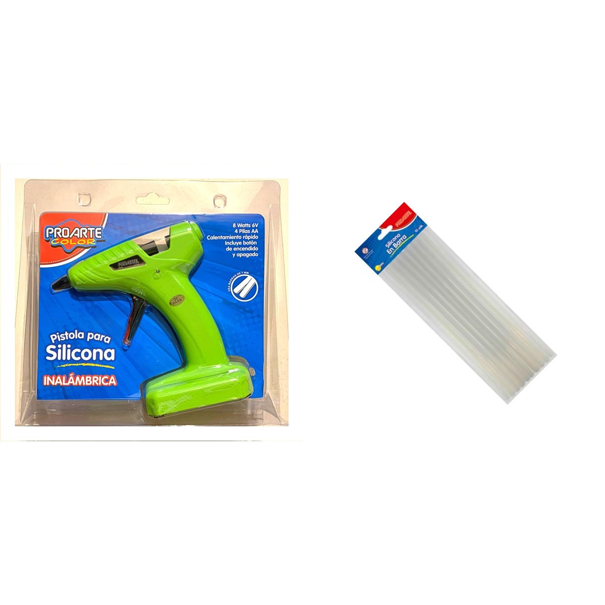 PROARTE - Pistola Silicona Inalámbric 7mm-inc Bat + 100 Barra Silicona