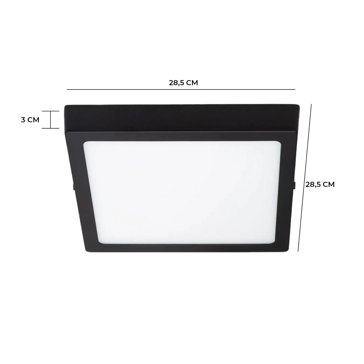 AVC - Panel LED Sobrepuesto Cuadrado Negro PRO 24W Frío