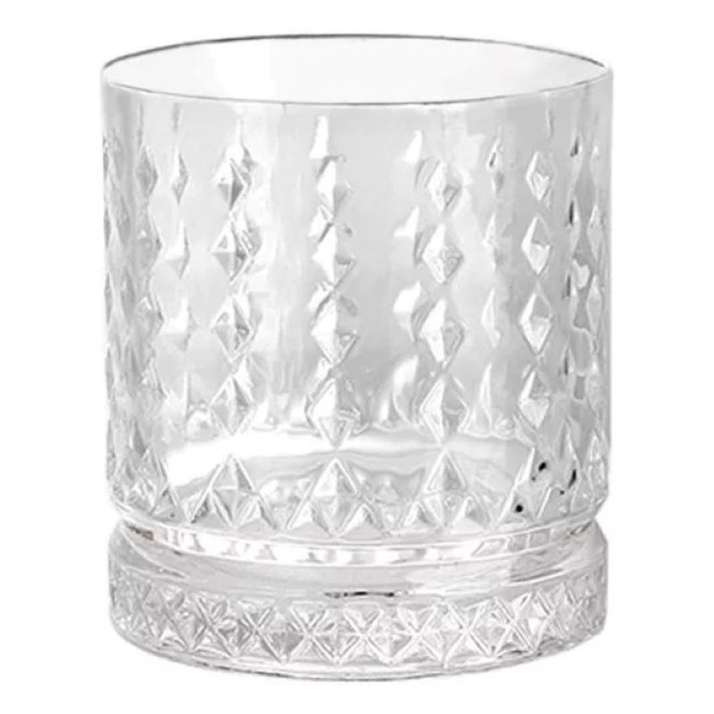 GENERICO - Set 6 Vasos Bajo Tallados Para Tragos Coctel 370cc Dots
