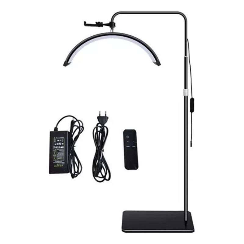 ANGELES DEL HOGAR - Lampara Luz Led Media Luna Profesional Negra