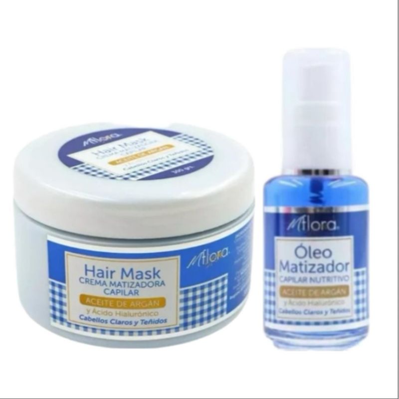 MFLORA - 1 Crema Cabello Teñido 300 Grs Flora +1 Aceite Azul 30ml Flora