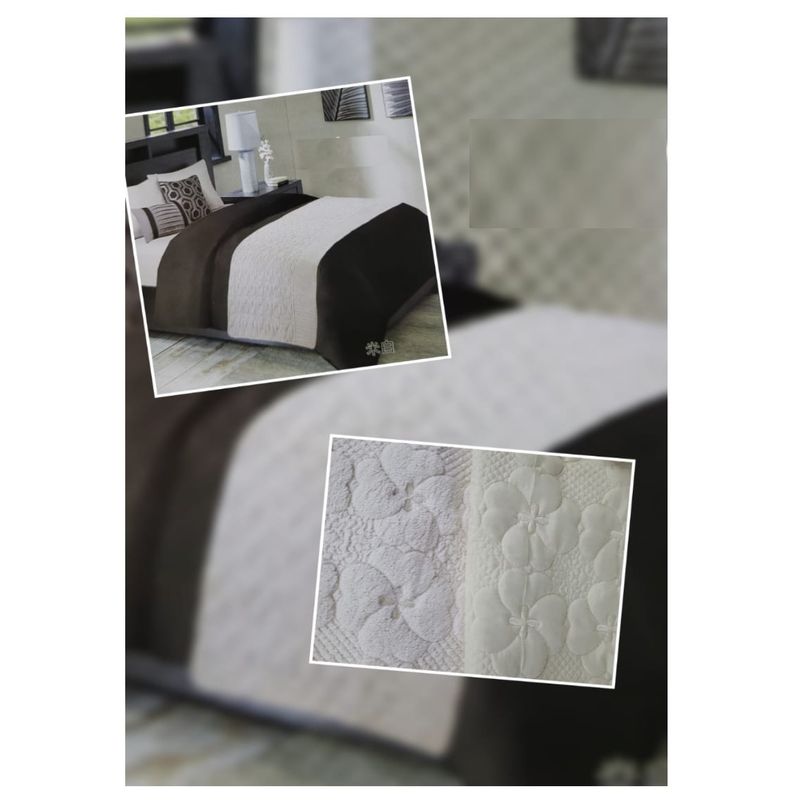 COMPRAPO - Piecera REVERSIBLE Crema Tipo Piel  2 Pzas. o King  210x95 Cm