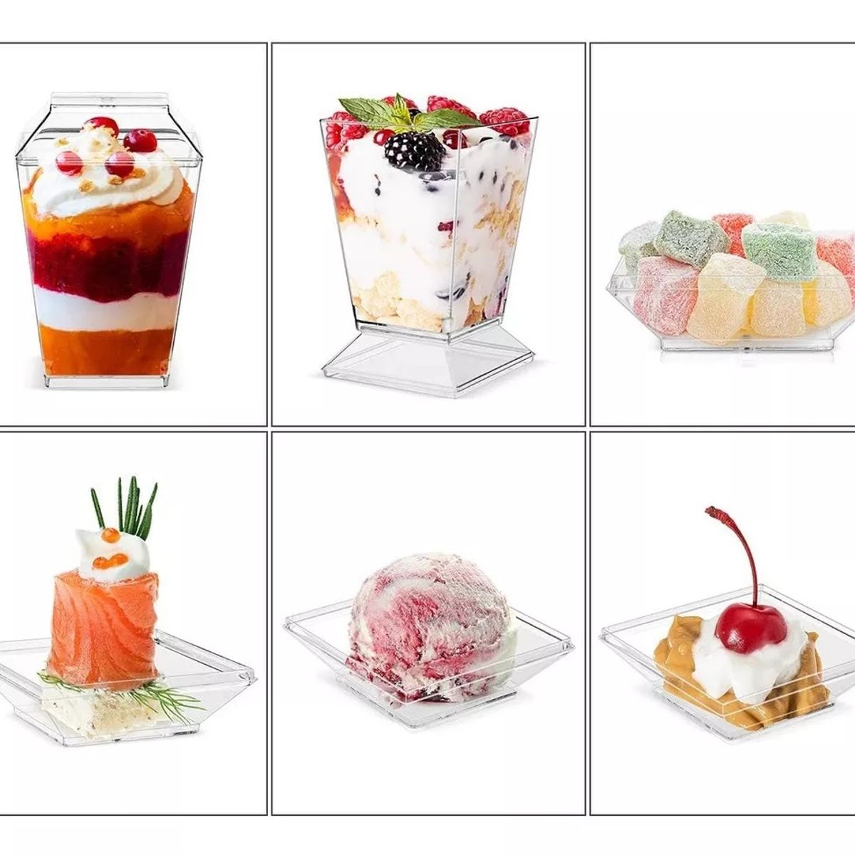 GENERICO - 10 Vasos Para Postres Set De Vasos Shot Postres C/tapa 220ml