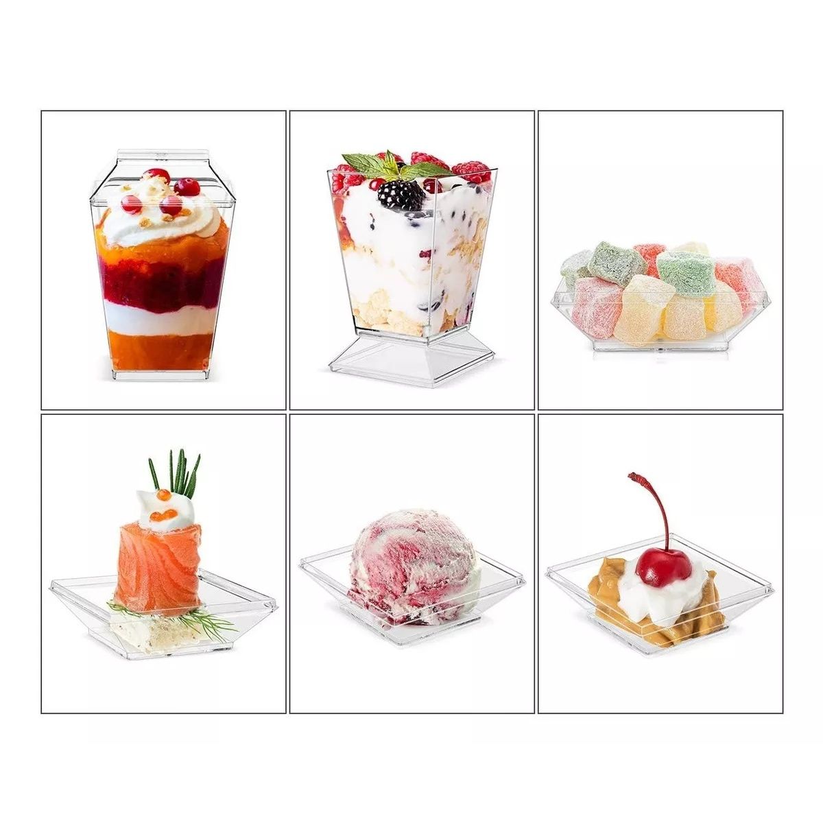 GENERICO - 10 Vasos Para Postres Set De Vasos Shot Postres C/tapa 220ml