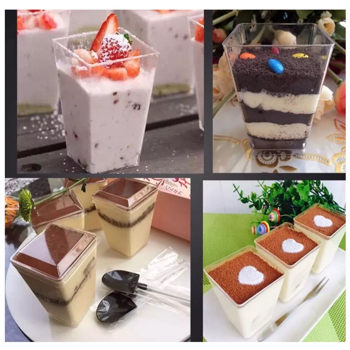 GENERICO - 10 Vasos Para Postres Set De Vasos Shot Postres C/tapa 220ml