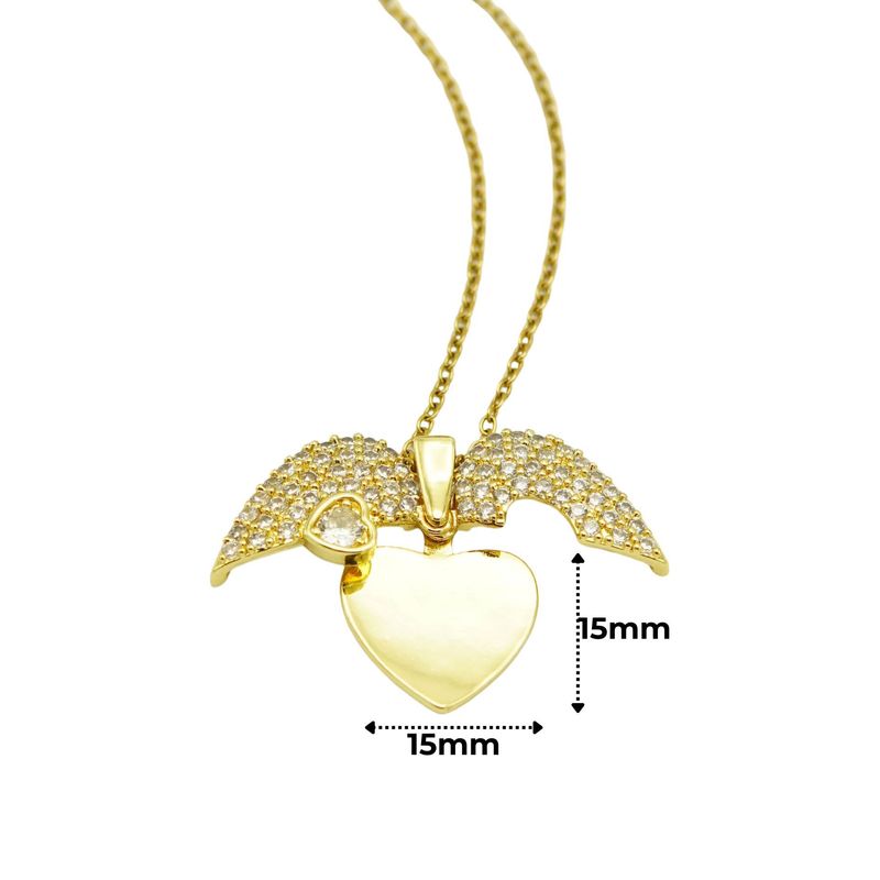 ELBAULDEJUMA - Colgante Corazon Mariposa Zirconia Pave Chapado En Oro 18k