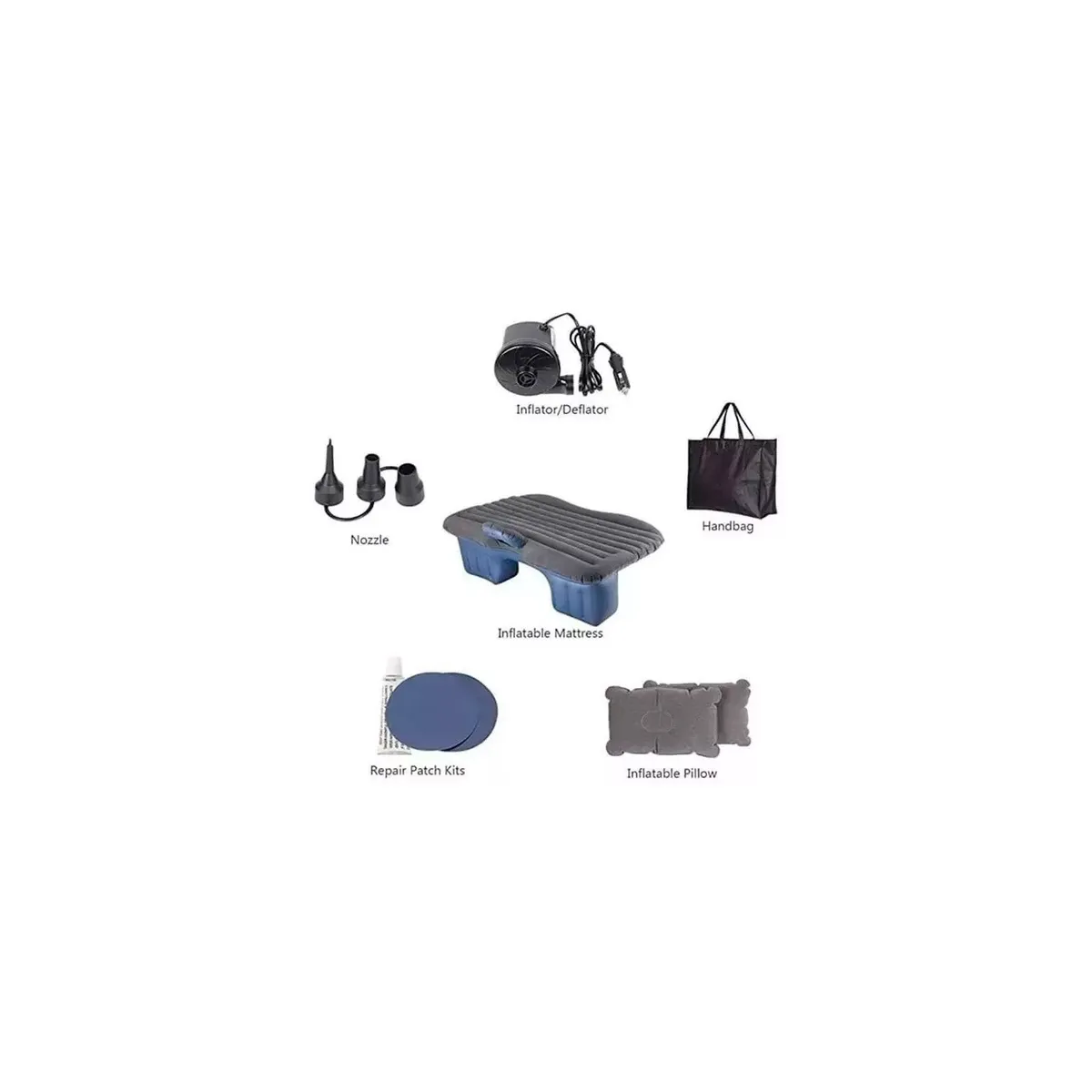 GENERICO - Colchon Inflable Con Compresor 12v Y 2 Almohadas Para Auto