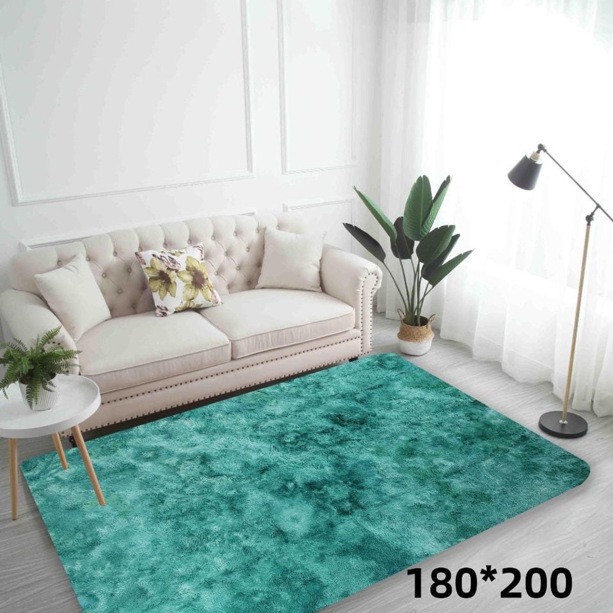 GENERICO - Alfombra peluda de living tipo shaggy 180 x 200 Calipso Jaspeado