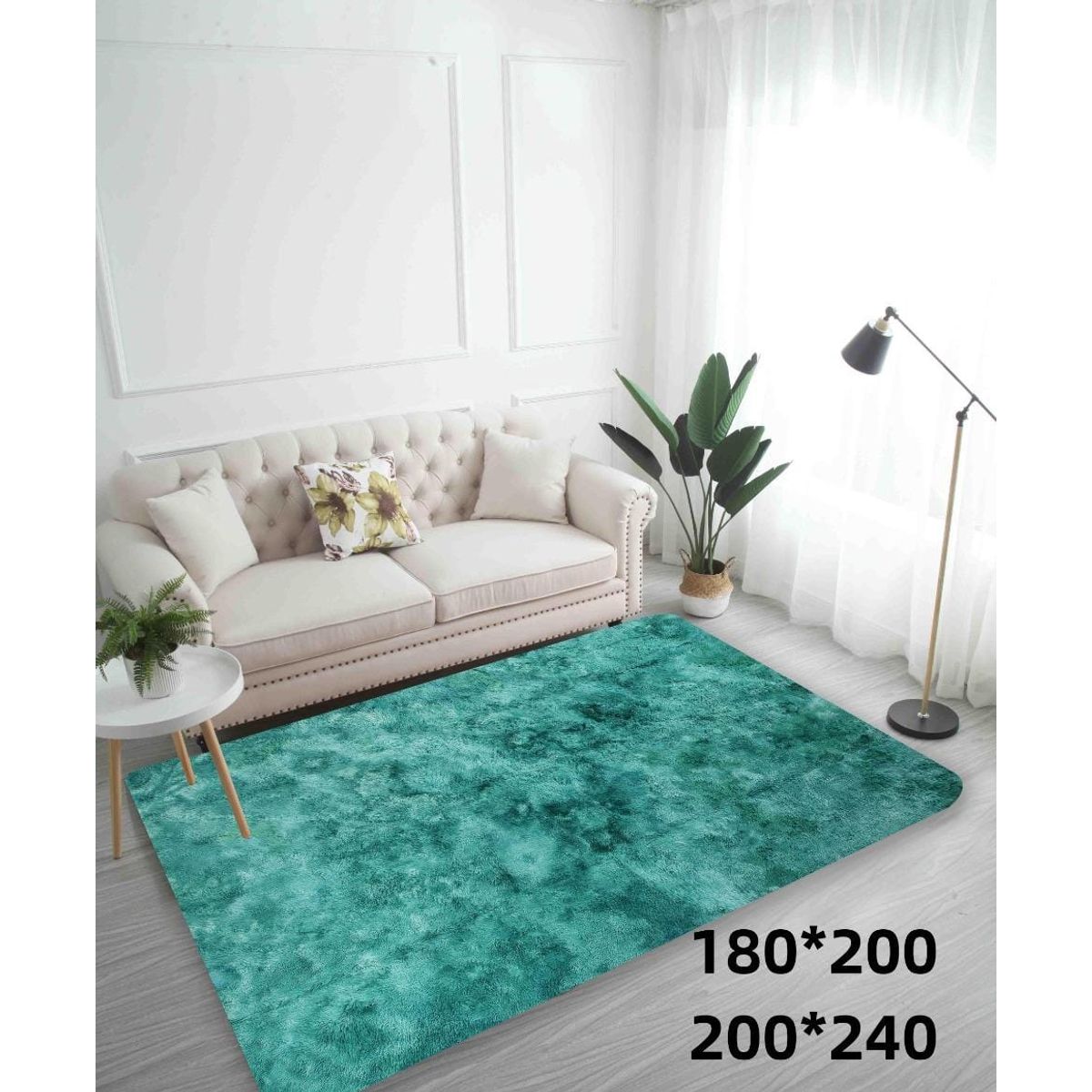 GENERICO - Alfombra peluda de living tipo shaggy 180 x 200 Calipso Jaspeado