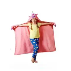 GENERICO - Frazada Con Luces Led Manta Capucha Infantil Poncho De Polar Rosada