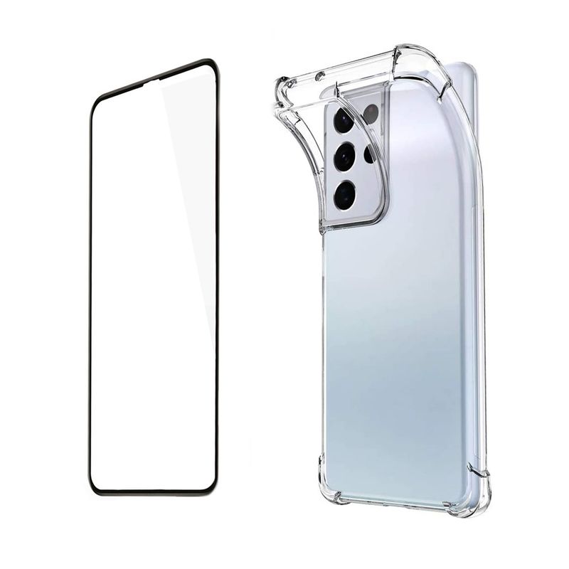 GENERICO - Carcasa para Samsung S21 Ultra Transparente + Lamina de Ceramica
