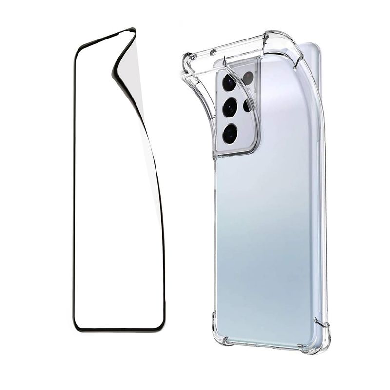 GENERICO - Carcasa para Samsung S21 Ultra Transparente + Lamina Hidrogel
