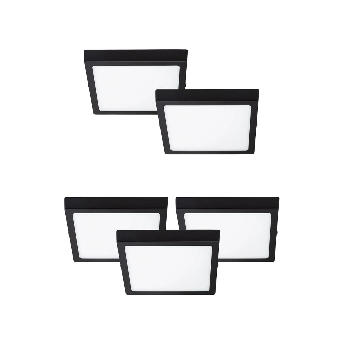 GENERICO - Pack 5 Panel LED Sobrepuesto Cuadrado Negro PRO 24W Frío