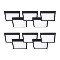 GENERICO - Pack 10 Panel LED Sobrepuesto Cuadrado Negro PRO 18W Neutro