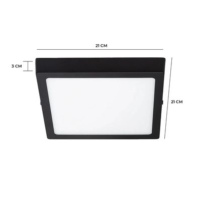 Imagen 2 del producto Pack 3 Panel LED Sobrepuesto Cuadrado Negro PRO 18W Neutro