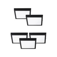 Pack 5 Panel LED Sobrepuesto Cuadrado Negro PRO 18W Neutro