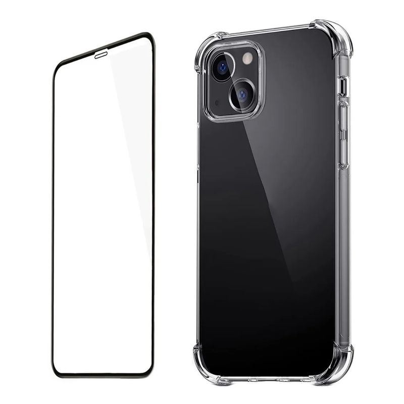 GENERICO - Carcasa para iPhone 13 Transparente Reforzada + Lamina de Ceramica