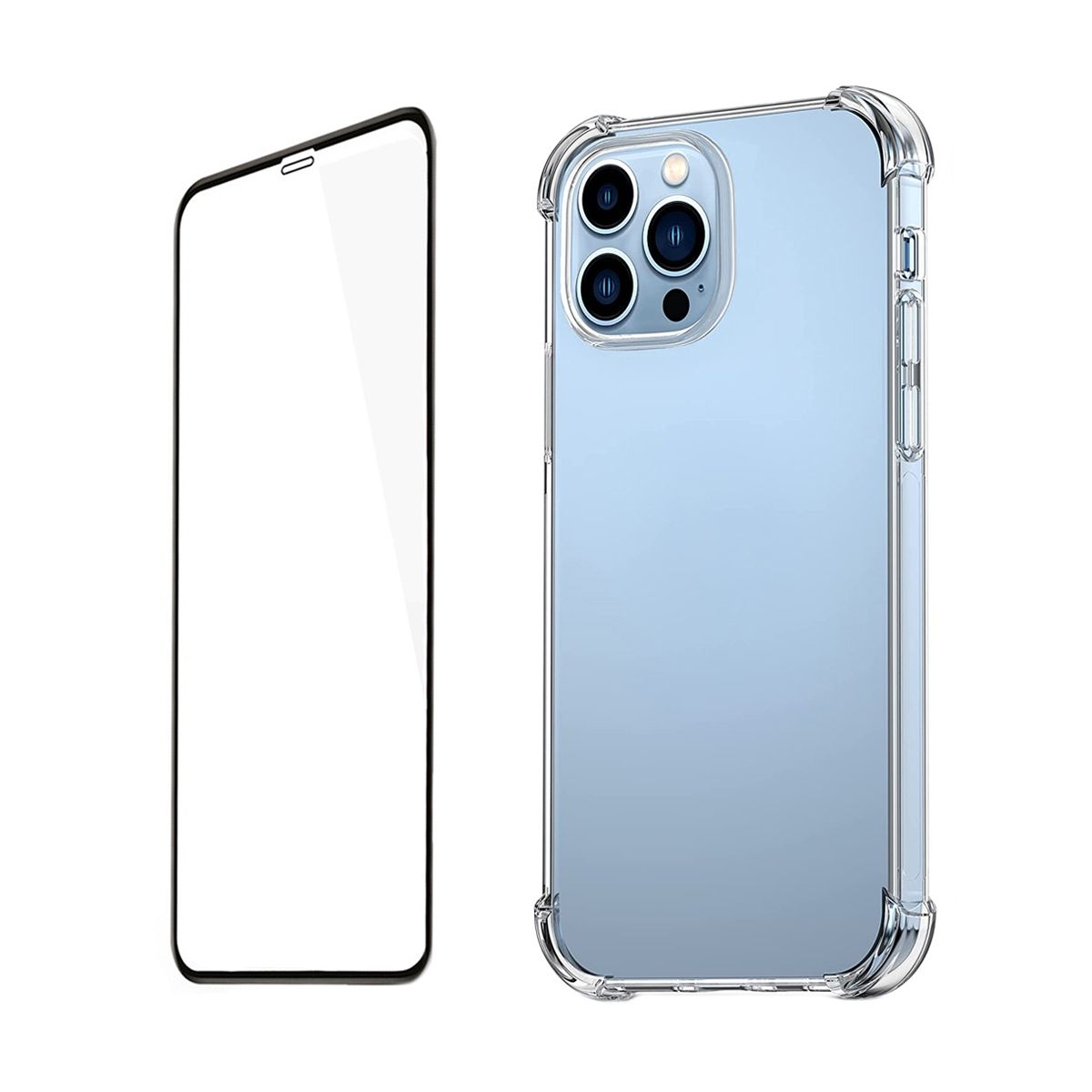 GENERICO - Carcasa para iPhone 13 Pro Transparente Reforzada + Lamina de Ceramica