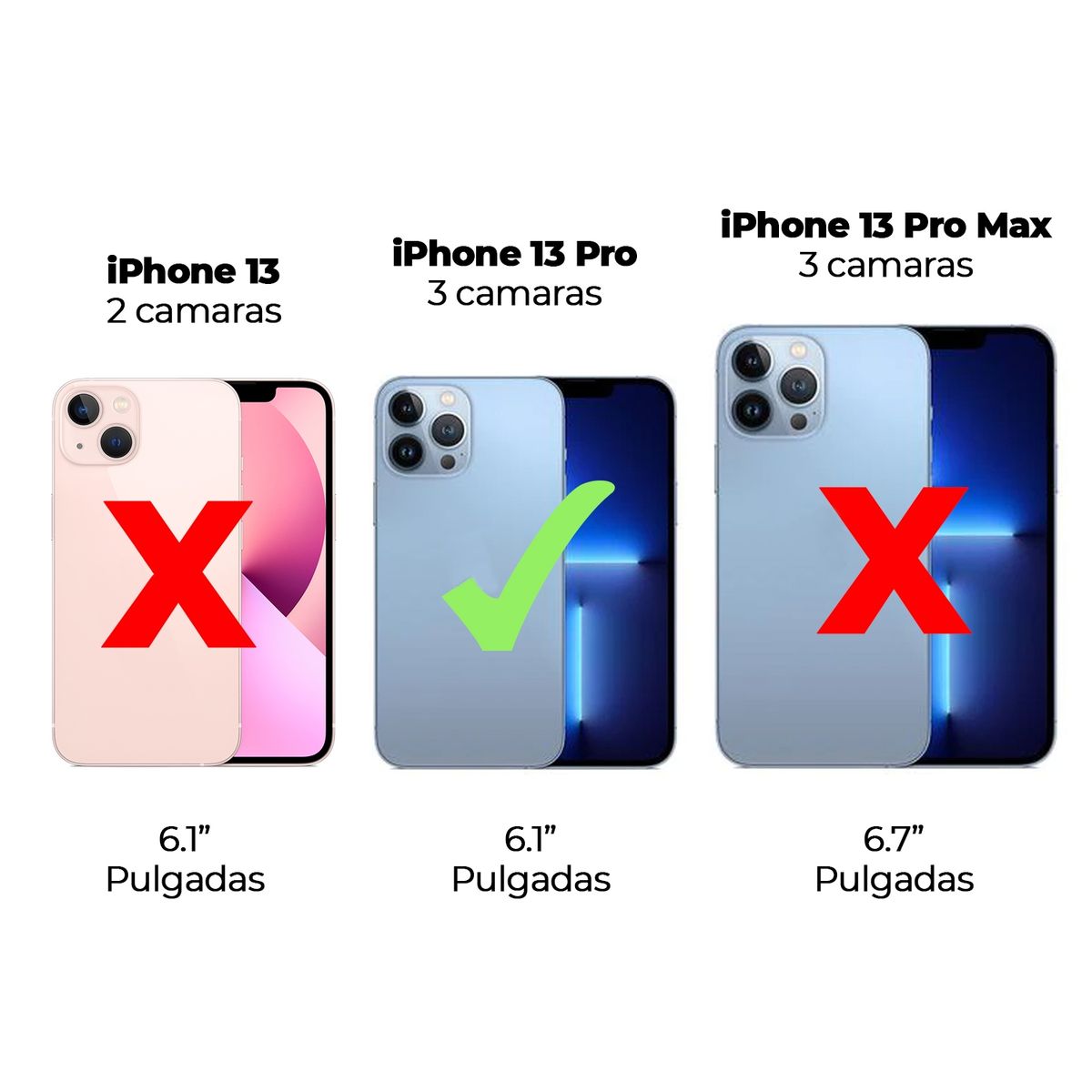 GENERICO - Carcasa para iPhone 13 Pro Transparente Reforzada + Lamina de Ceramica