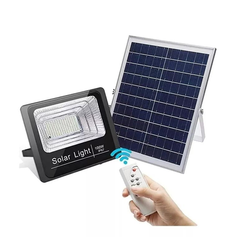 GENERICO - Lampara Foco Solar 120 Led 100w + Panel Solar Control Remoto