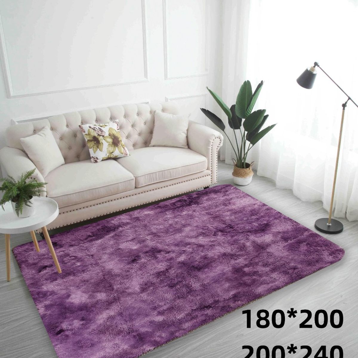 GENERICO - Alfombra peluda de living tipo shaggy 240 x 200 morado jaspeado