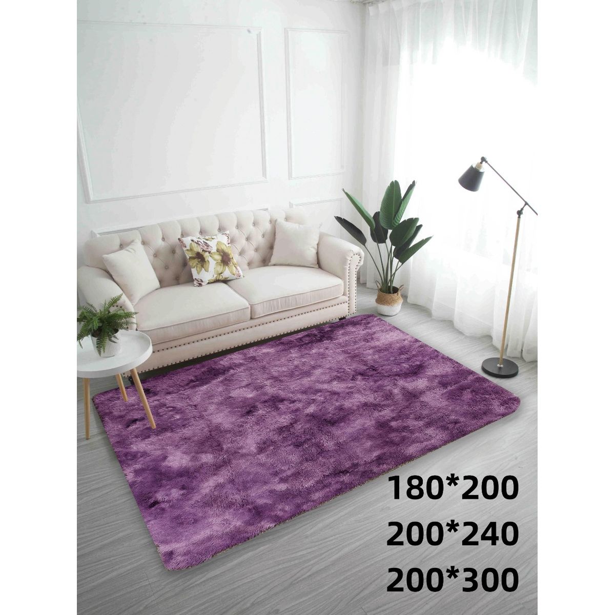 GENERICO - Alfombra peluda de living tipo shaggy 240 x 200 morado jaspeado