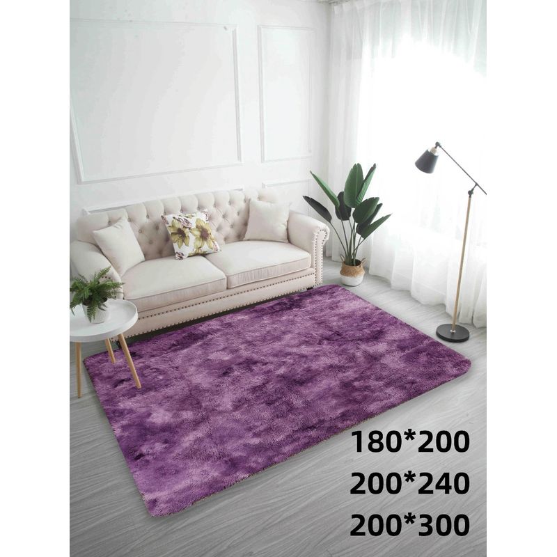 GENERICO - Alfombra peluda de living tipo shaggy 240 x 200 morado jaspeado