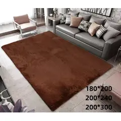 GENERICO - Alfombra peluda de living tipo shaggy 240 x 200 cafe