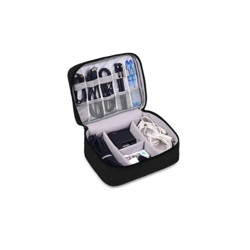GENERICO - Bolso Organizador De Cables Usb Accesorios Viajero Negro