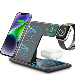 GENERICO - Cargador Inalámbrico Base 3en1 Carga Rapida Para iPhone