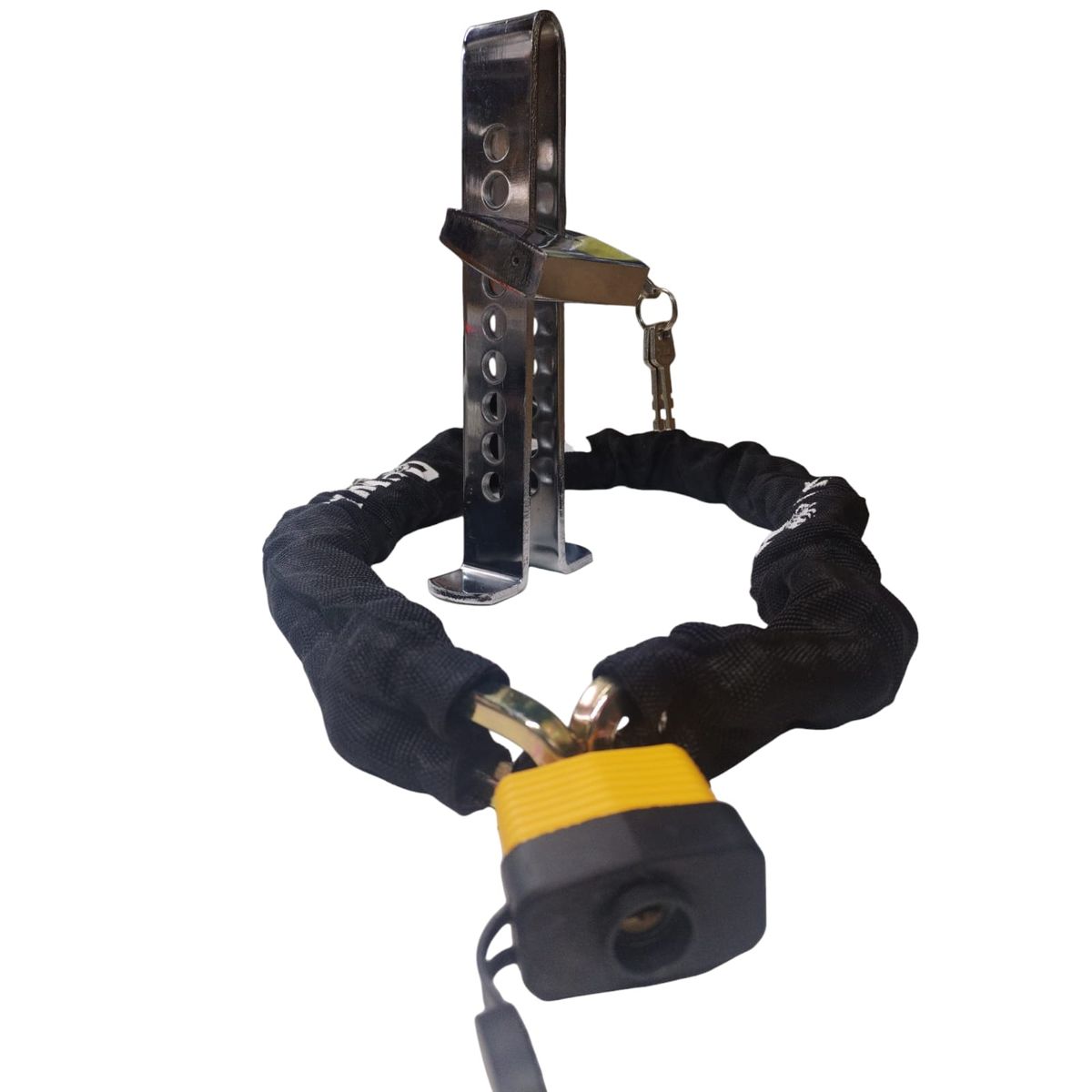 GENERICO - Cadena + Candado + Traba Pedal Antinapoleon Seguridad