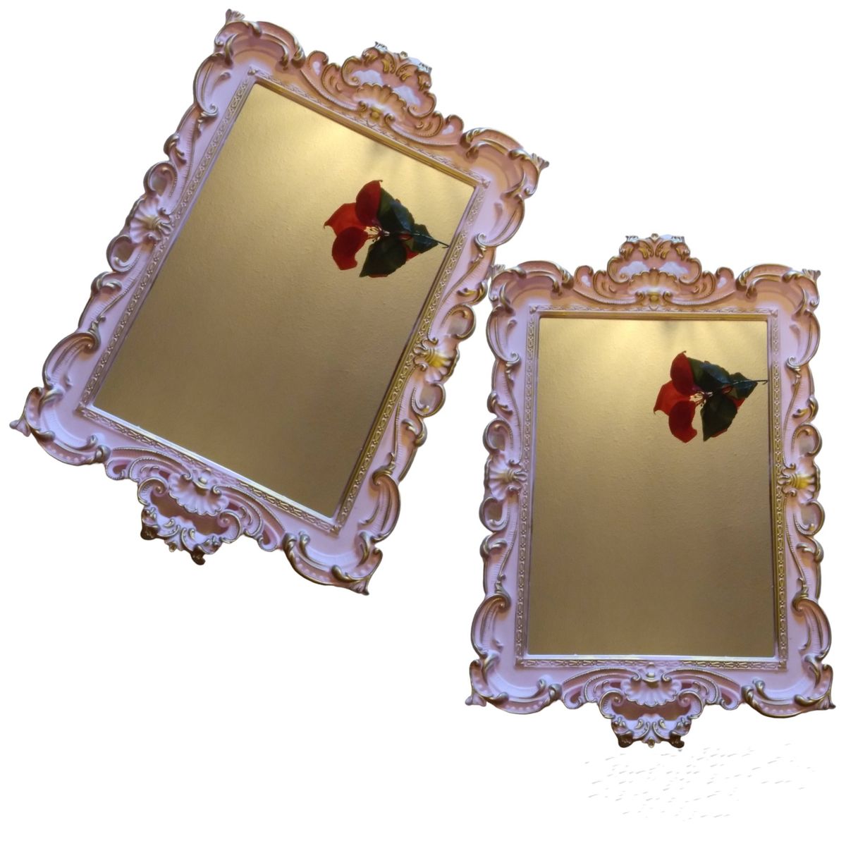 GENERICO - Pack 2 Bandeja Espejo Rectangular Deco Candy Bar - Rosado Envejecido