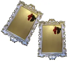 GENERICO - Pack 2 Bandeja Espejo Rectangular Deco Candy Bar - Blanco Envejecido