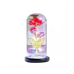 GENERICO - Rosa Eterna Roja Artificial Con Cupula De Vidrio Y Luces Led