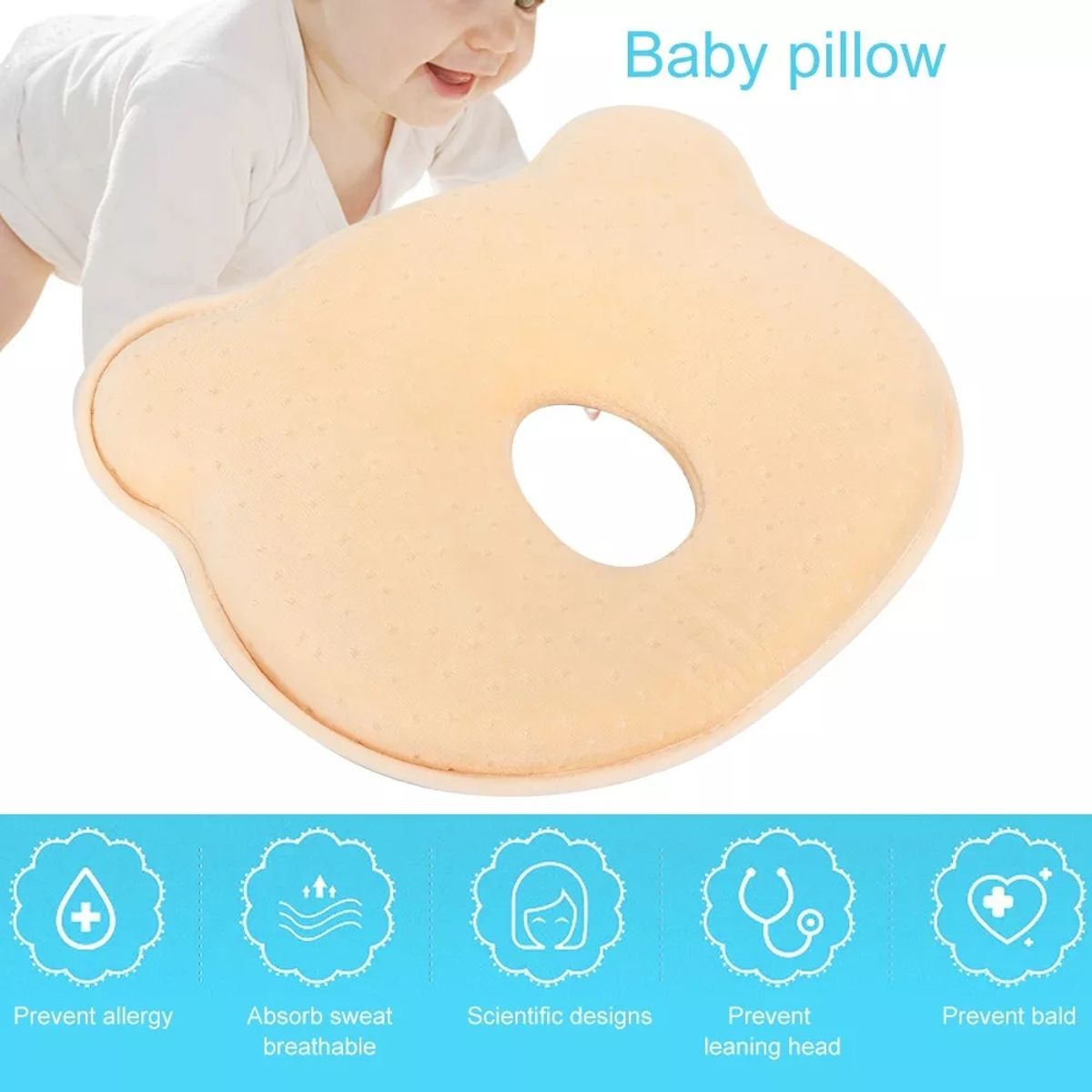GENERICO - Almohada Cojín Para Bebe Anti-plagiocefalia