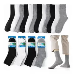 EVERSO - Pack 12 Calcetines Hombre Larga Calceta Deportiva Liso Bambú