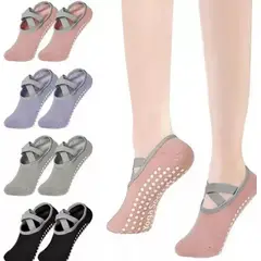 KUANGYE - Calcetines Antideslizantes Yoga Pilates Set 4 Pares
