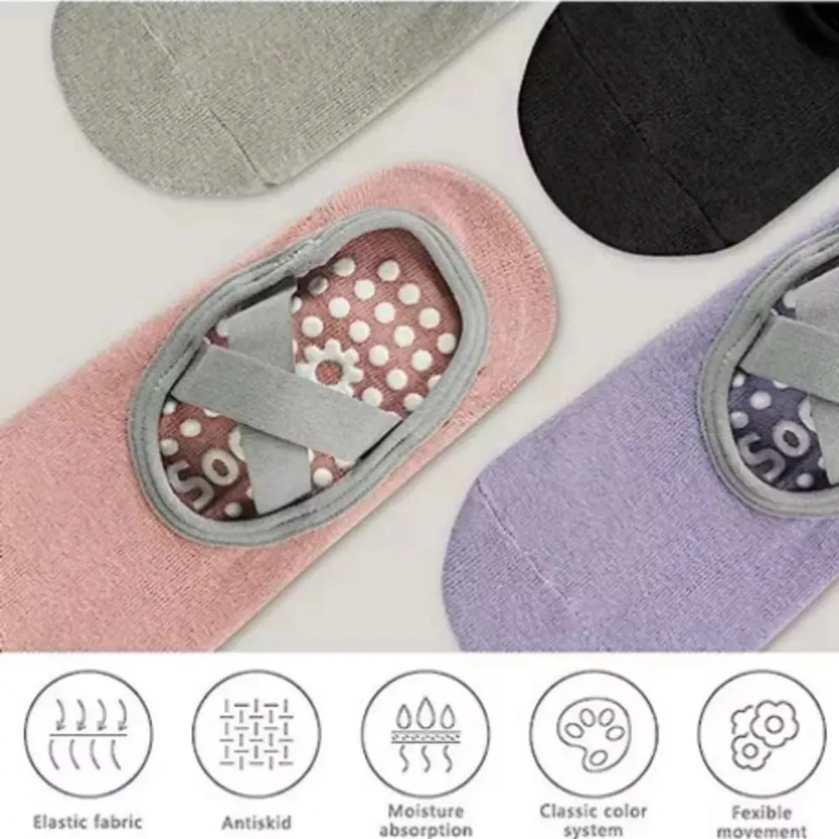 KUANGYE - Calcetines Antideslizantes Yoga Pilates Set 4 Pares