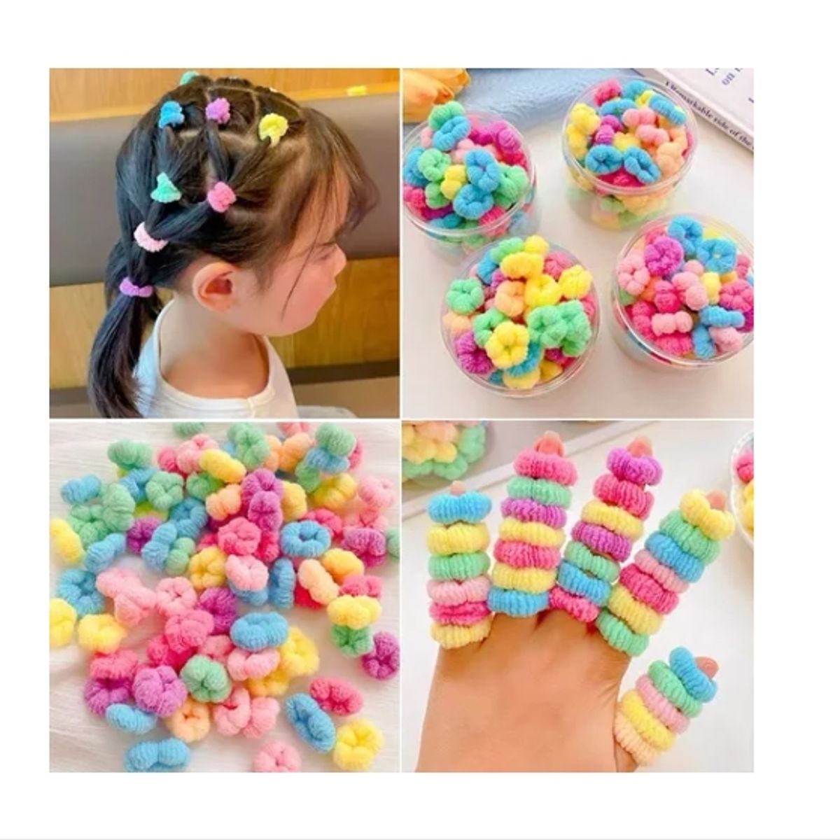 GENERICO - Pack 100 Colets Goma Elástica Cola Para Cabello Pelo