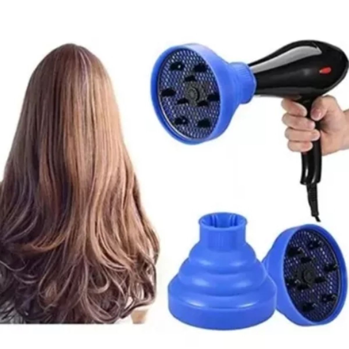 GENERICO - Difusor Plegable De Silicona Para Secador De Cabello Azul