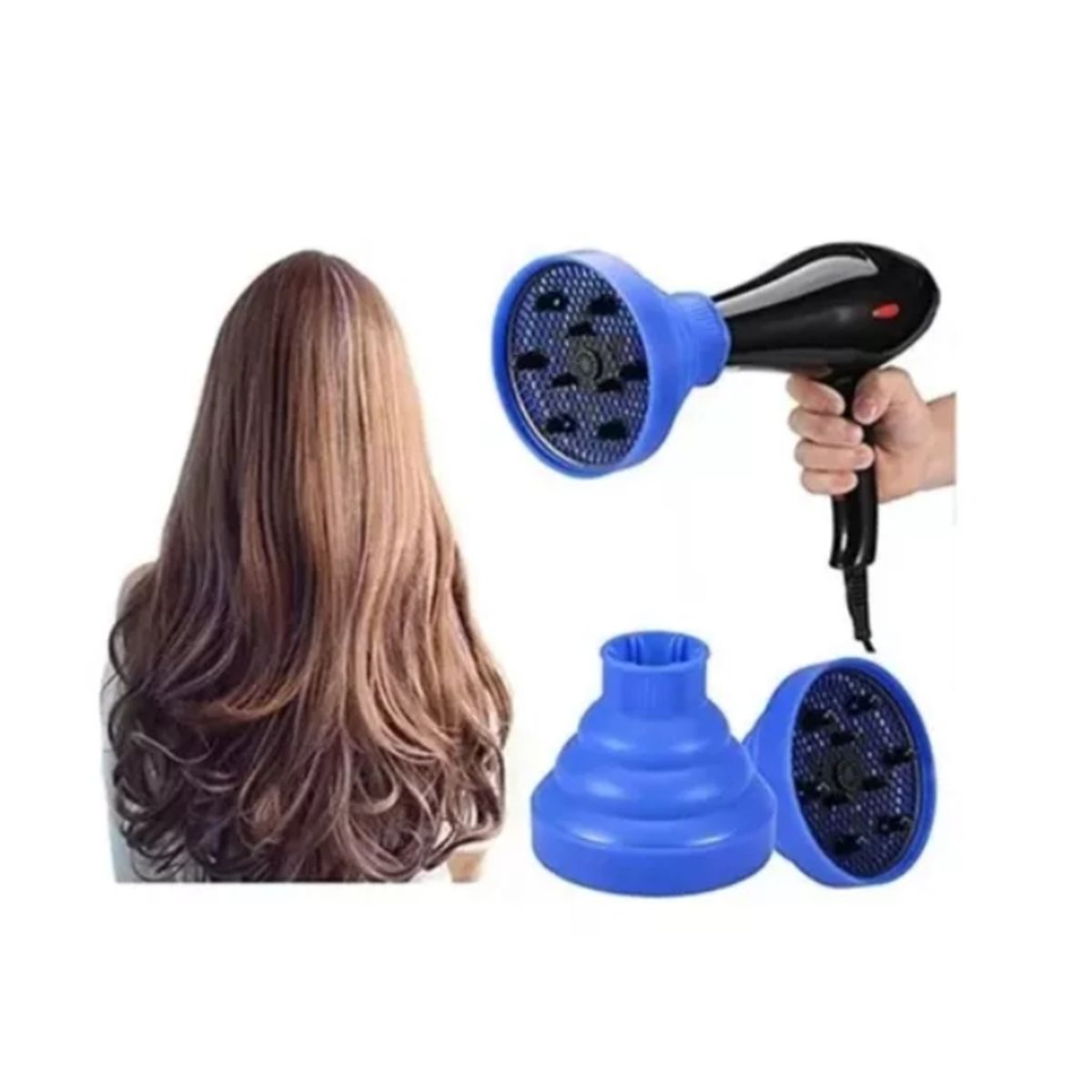 GENERICO - Difusor Plegable De Silicona Para Secador De Cabello Azul