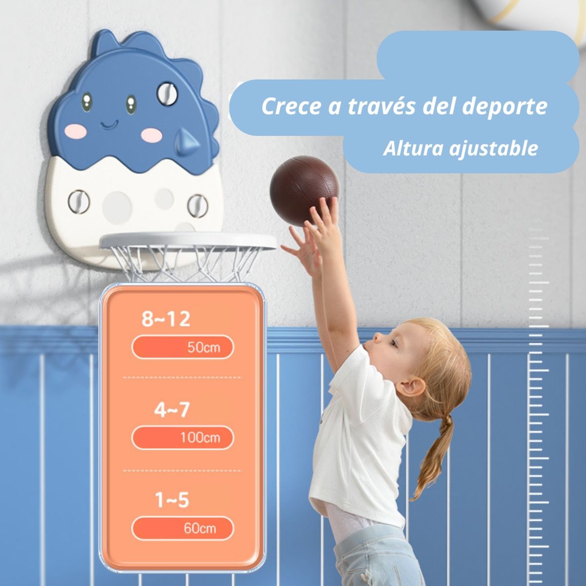 CRUSEC - Aro De Basketball Para Niños Dinosaurio Infantil Ajustable