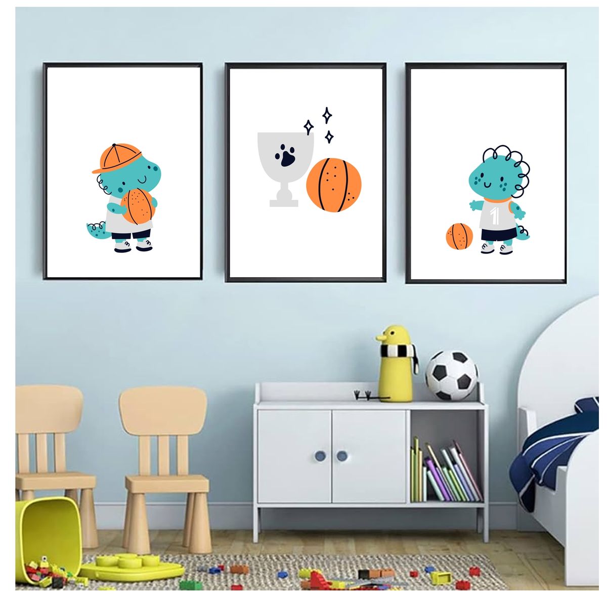 GENERICO - Cuadros Decorativos Para Niños De Dinosaurio Pack X 3 Uds 35x50 Cm C/u