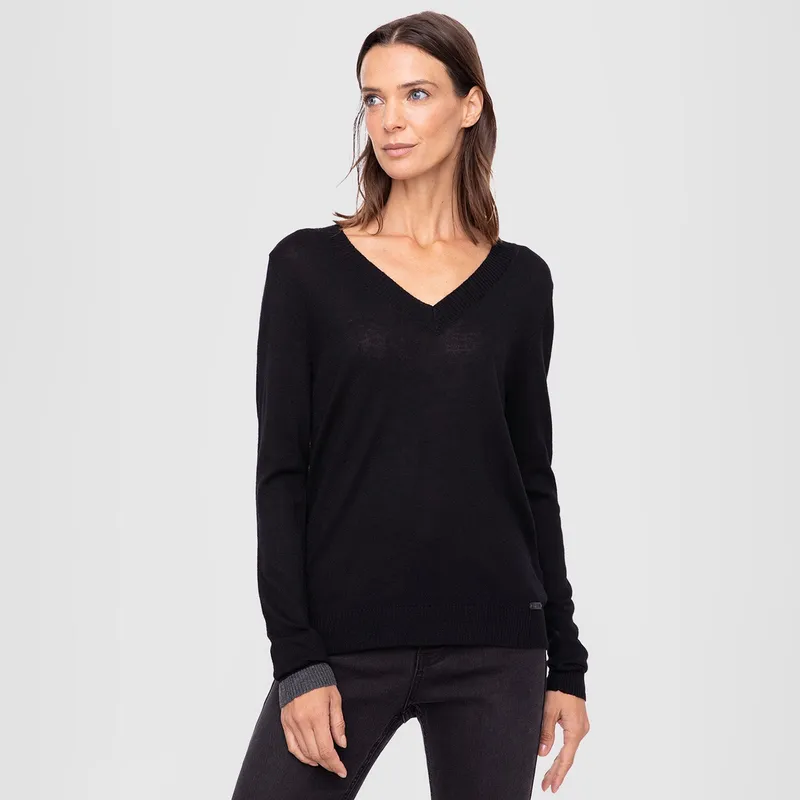 BLACK - Women Sweater Solid Line Black  Black Bubba