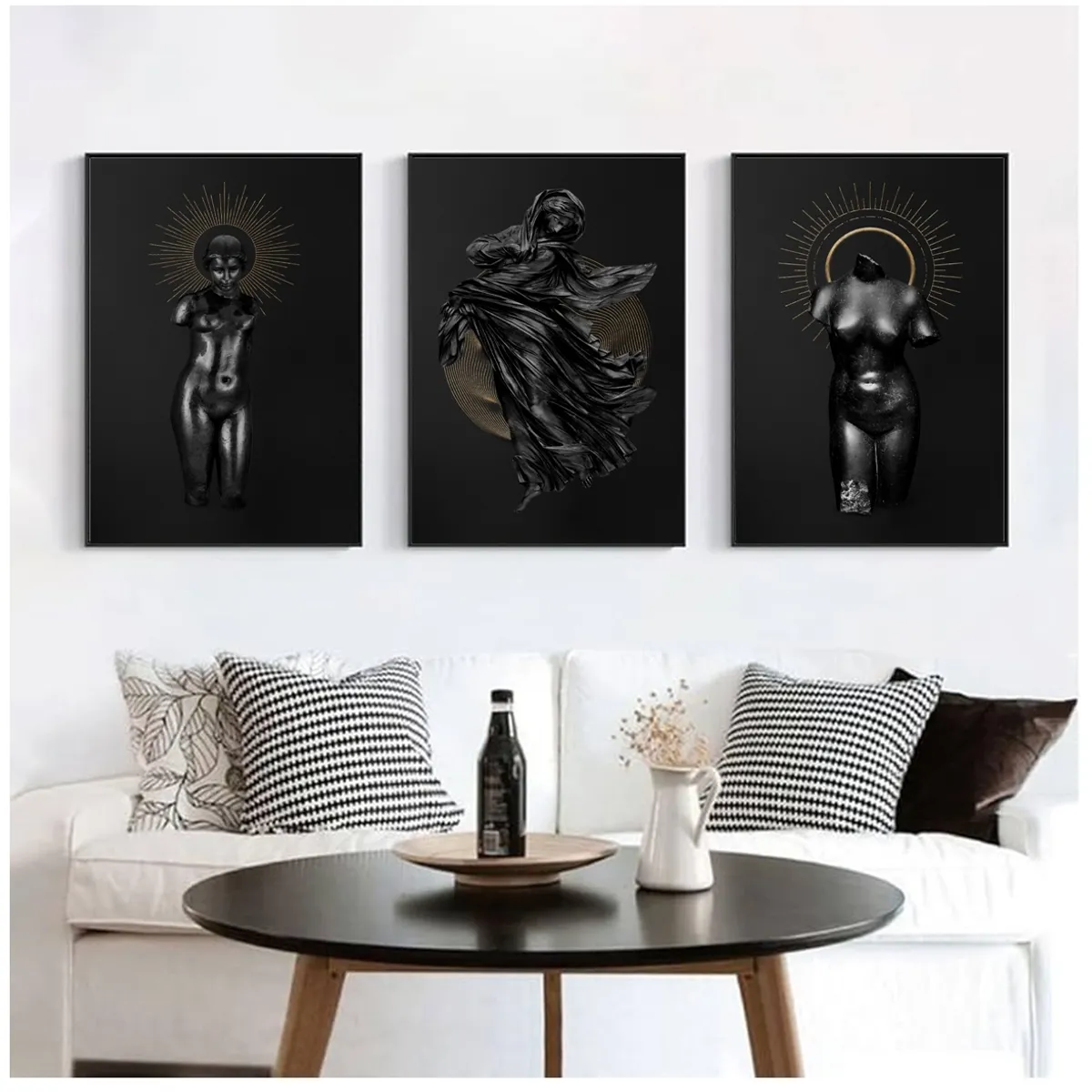 GENERICO - Cuadros  Decorativo Estatua Griega Pack  x 3 Uds  35x50 Cm C/u