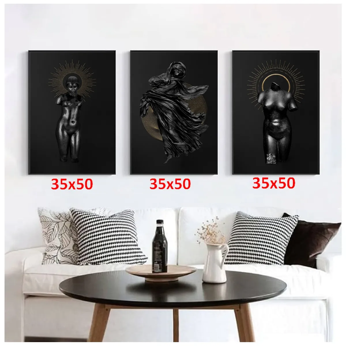 GENERICO - Cuadros  Decorativo Estatua Griega Pack  x 3 Uds  35x50 Cm C/u